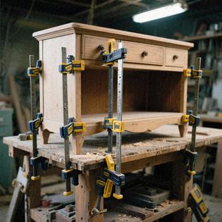 Møbel fastgjort til arbejdsbord